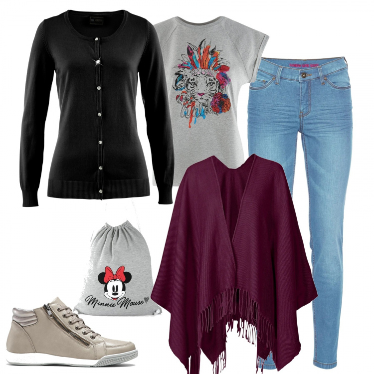 Outfit donna - My sweet Amy. Stile Basic per Tutti i giorni. Abbinamento con cardigans, jeans skinny, cappotti, zaini, sneakers alte, t-shirt.