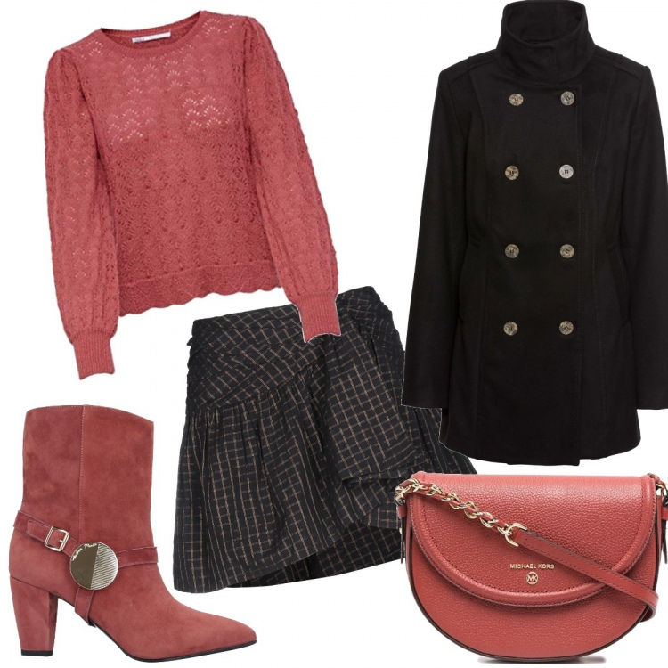 Outfit donna - Stivaletto suede. Stile Trendy per Serata fuori. Abbinamento con minigonne, stivaletti, caban, borse a tracolla, pullovers.