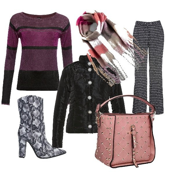 Outfit donna - Total look #860871. Abbinamento con maglieria, pantaloni, cappotti, cappotti, stivaletti, borse a spalla.