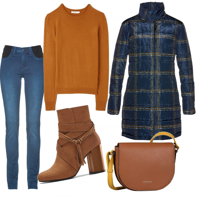 Outfit donna - Basic #49183. Stile Basic per Tutti i giorni. Abbinamento con jeans skinny, stivaletti, cappotti, maglieria, borse a spalla.