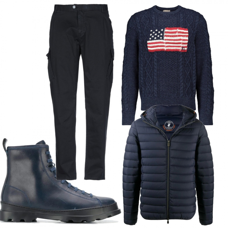 Outfit uomo - La scarpa camper 24. Stile Urban per Tutti i giorni. Abbinamento con anfibi, piumini, pantaloni, pullovers.
