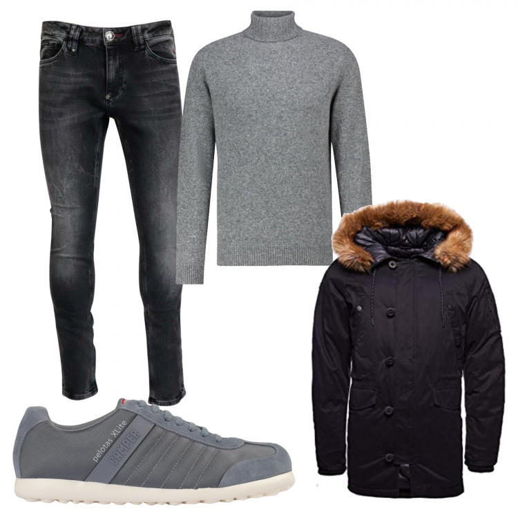 Outfit uomo - La scarpa camper 26. Stile Urban per Tutti i giorni. Abbinamento con sneakers, parka, jeans, pullovers.