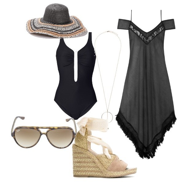 Outfit donna - Mare. Stile Basic per Mare. Abbinamento con costumi interi.