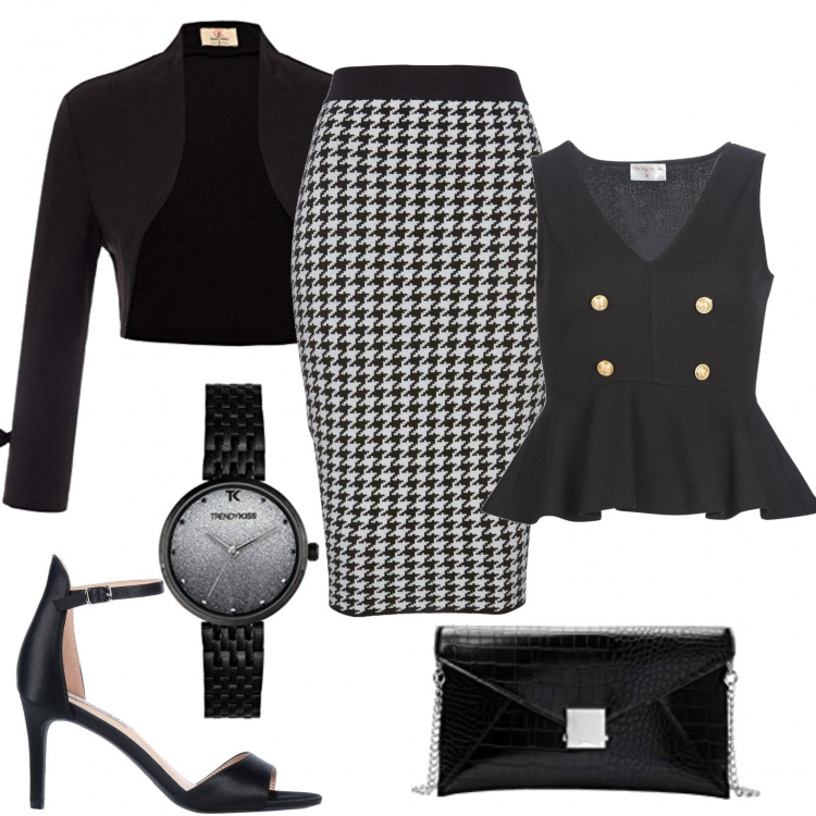 Outfit donna - Chic a piccolissimi prezzi. Stile Trendy per Serata fuori. Abbinamento con gonne, sandali col tacco, camicie, orologi, scialli, clutch.