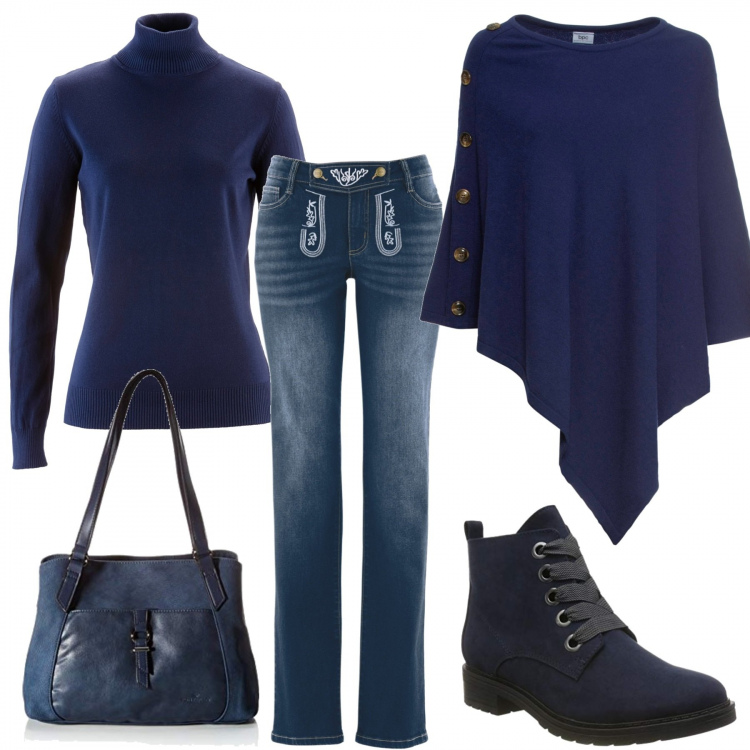 Outfit donna - Faccio un pó di spesa. Stile Urban per Tutti i giorni. Abbinamento con maglieria, maglieria, jeans dritti, stivaletti, borse tote.