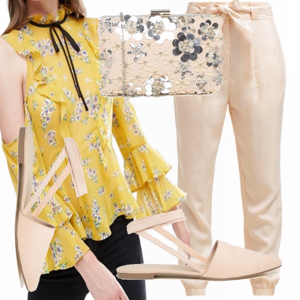 Outfit Blusa gialla e fiori!