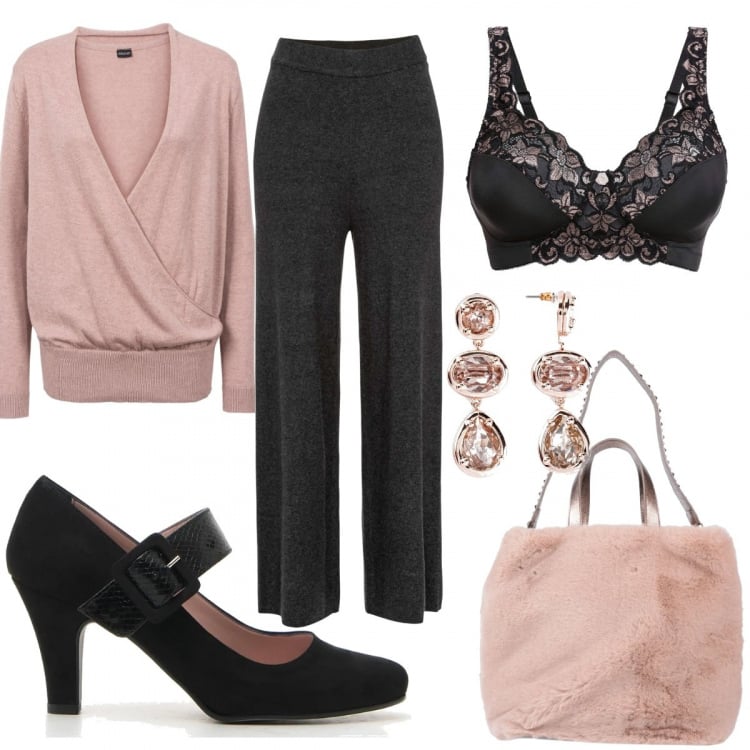 Outfit donna - Morbidosamente sexy. Stile Sexy per Serata fuori. Abbinamento con borse a spalla, reggiseni, maglieria, pantaloni, reggiseni, décolleté.