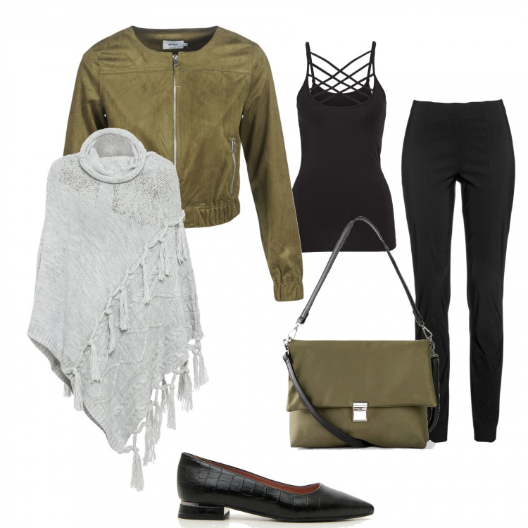 Outfit donna - Spese pazze. Stile Trendy per Tutti i giorni. Abbinamento con pantaloni, tute, top, cappotti, giacche, ballerine.