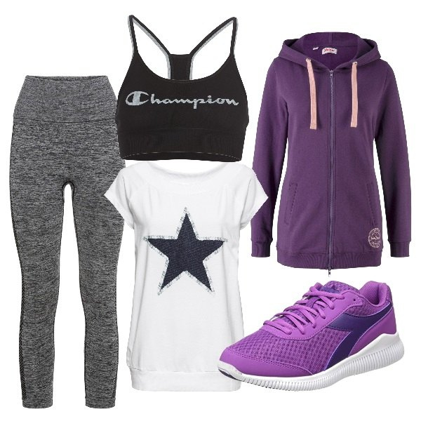 Outfit donna - Mi mantengo in forma| i leggins ke amo. Stile Basic per Sport. Abbinamento con t-shirt, leggings sportivo, felpe con cappuccio, bralette, sneakers.