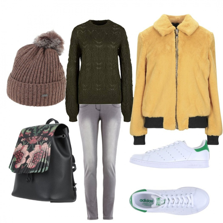 Outfit donna - Basic, tempo libero. Stile Basic per Tutti i giorni. Abbinamento con jeans slim fit, zaini, cappotti, sneakers, cappelli, pullovers.