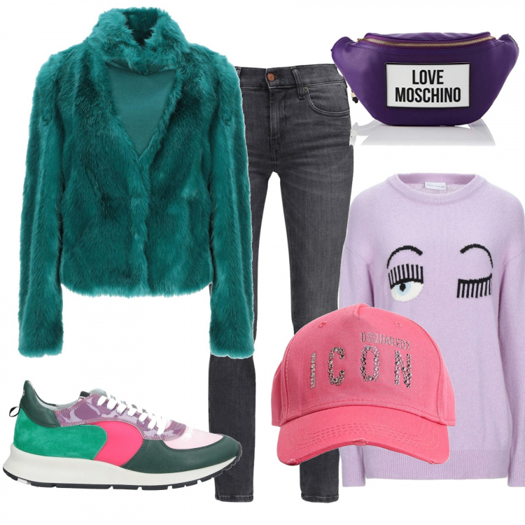 Outfit donna - Street@style. Stile Trendy per Tutti i giorni. Abbinamento con sneakers, pullovers, cappotti, marsupi, cappelli, jeans.