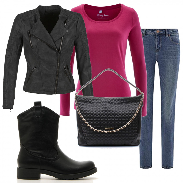 Outfit donna - Comoda e bella. Stile Trendy per Tutti i giorni. Abbinamento con maglieria, borse a mano, giacche, jeans skinny, stivaletti.