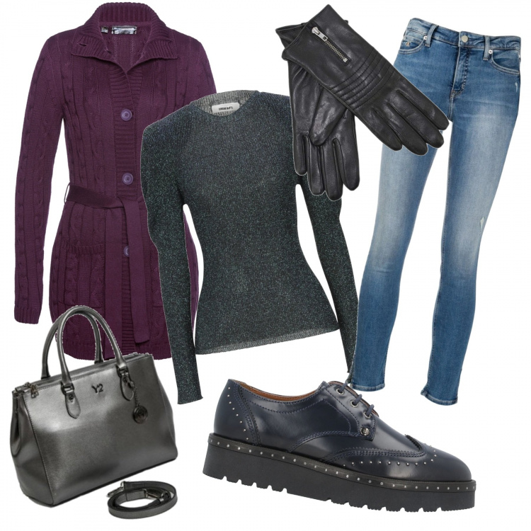 Outfit donna - Il cardigan..must di stagione!. Stile Trendy per Tutti i giorni. Abbinamento con scarpe stringate, pullovers, t-shirt, borse a mano, guanti, jeans skinny.