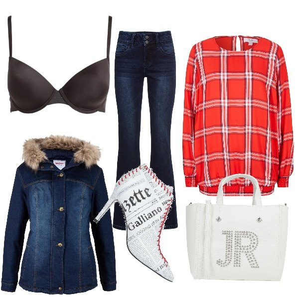 Outfit donna - Total look #871841. Abbinamento con jeans bootcut, cappotti, tuniche, borse a mano, stivaletti, reggiseni.