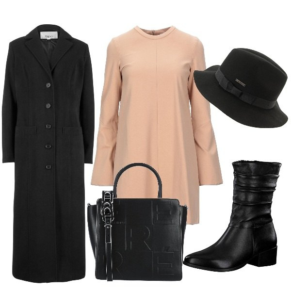 Outfit donna - Il vestito corto rosa. Stile Chic per Serata fuori. Abbinamento con cappotti, vestiti corti, borse a mano, stivaletti, cappelli.