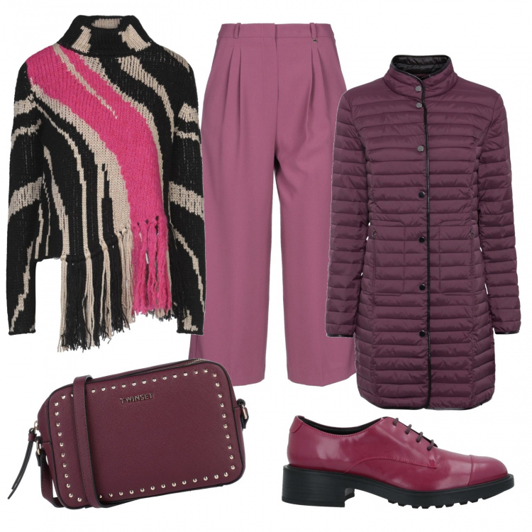 Outfit donna - Stringate basse. Stile Basic per Ufficio. Abbinamento con giacche, scarpe stringate, pantaloni capri, pullovers, borse a tracolla.