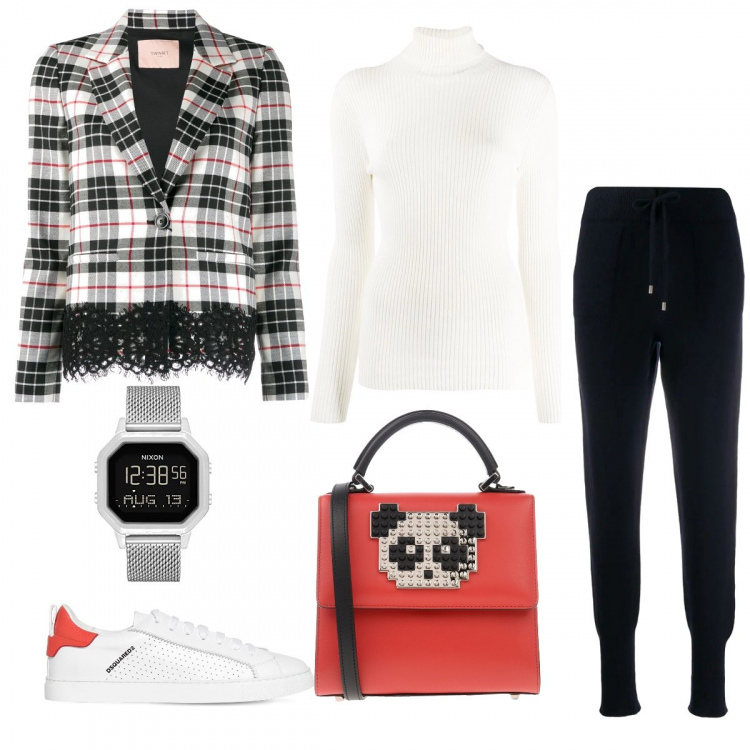 Outfit donna - My new bag️. Stile Trendy per Tutti i giorni. Abbinamento con maglioni, pantaloni, blazer, borse a mano, orologi digitali, sneakers.