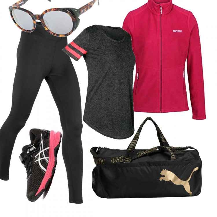 Outfit donna - Total look #873763. Abbinamento con borse sportive, t-shirt sportive, leggings, scarpe sportive, giacche sportive, occhiali da sole.
