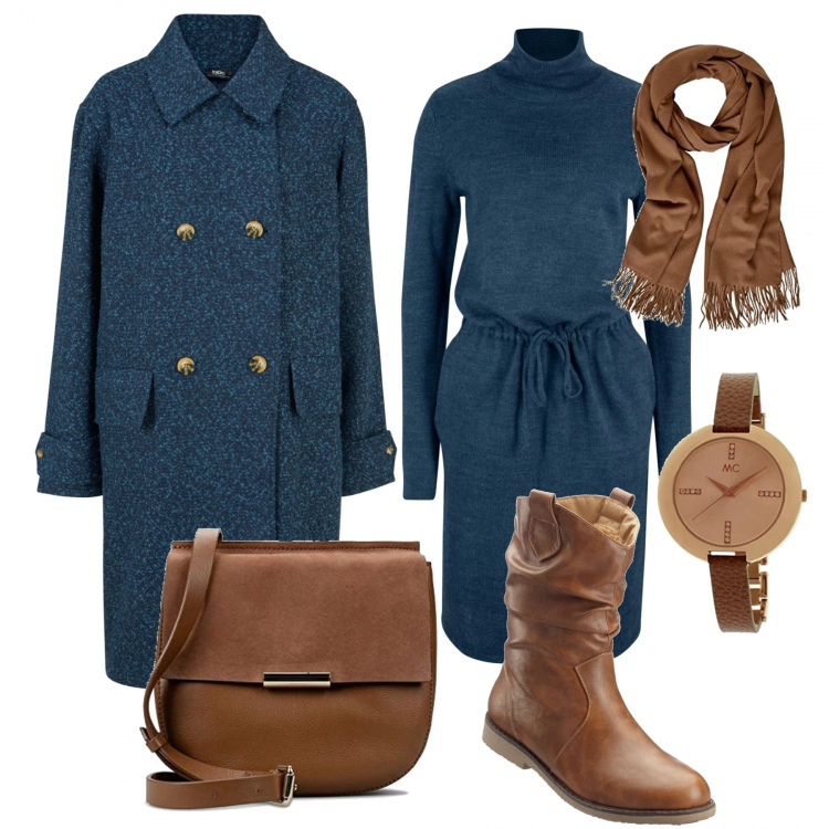 Outfit donna - Sugar almond e peacock blue. Stile Trendy per Tutti i giorni. Abbinamento con vestiti, cappotti, stivaletti, borse a tracolla, orologi, sciarpe.