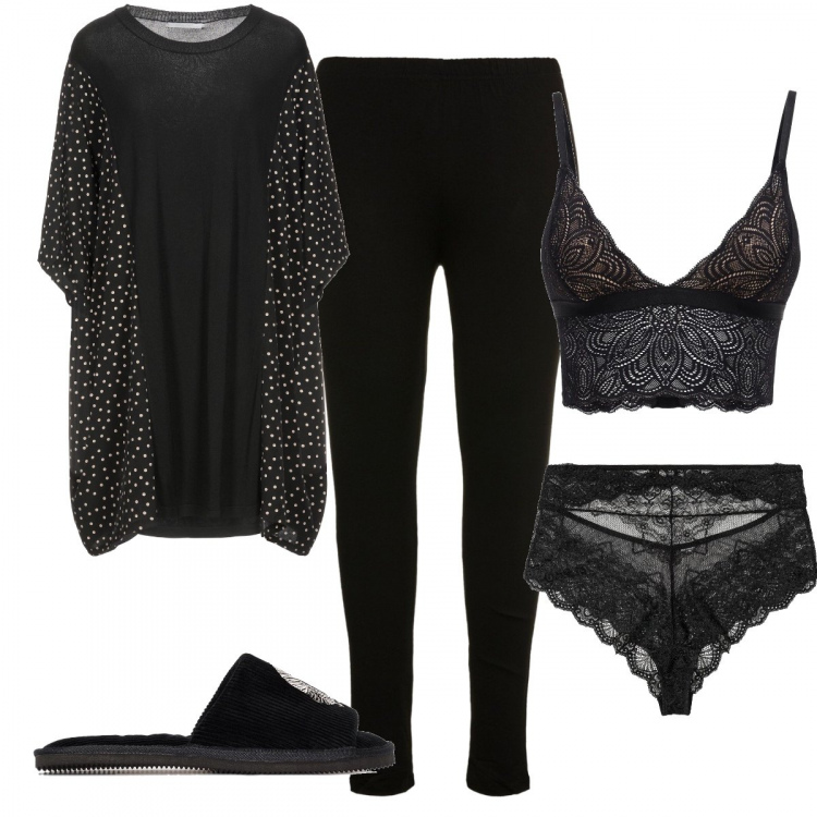 Outfit donna - Comodità con un po’ di pizzo. Stile Basic per Tutti i giorni. Abbinamento con culotte, vestiti corti, ciabatte, leggings, bralette.