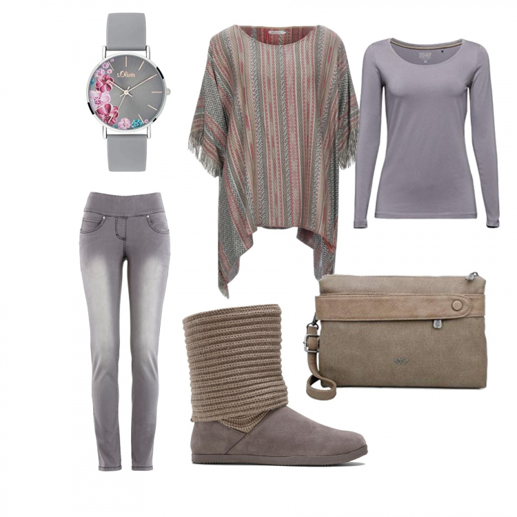 Outfit donna - Basic #1854. Stile Basic per Tutti i giorni. Abbinamento con jeans slim fit, stivali, cappe, borse a tracolla, t-shirt, orologi analogici.