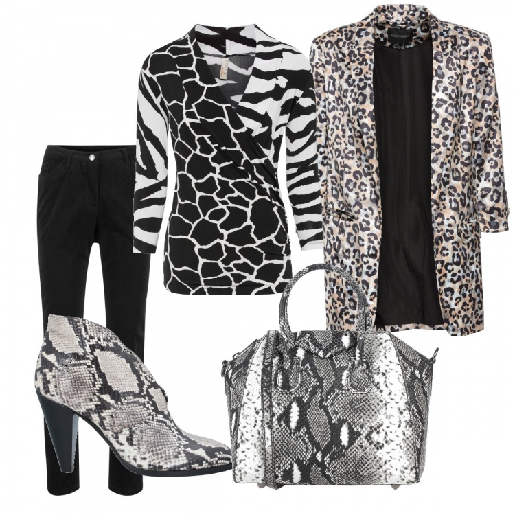 Outfit donna - Trendy #3551. Stile Trendy per Tutti i giorni. Abbinamento con pantaloni, pullovers, blazer, borse a mano, stivaletti.