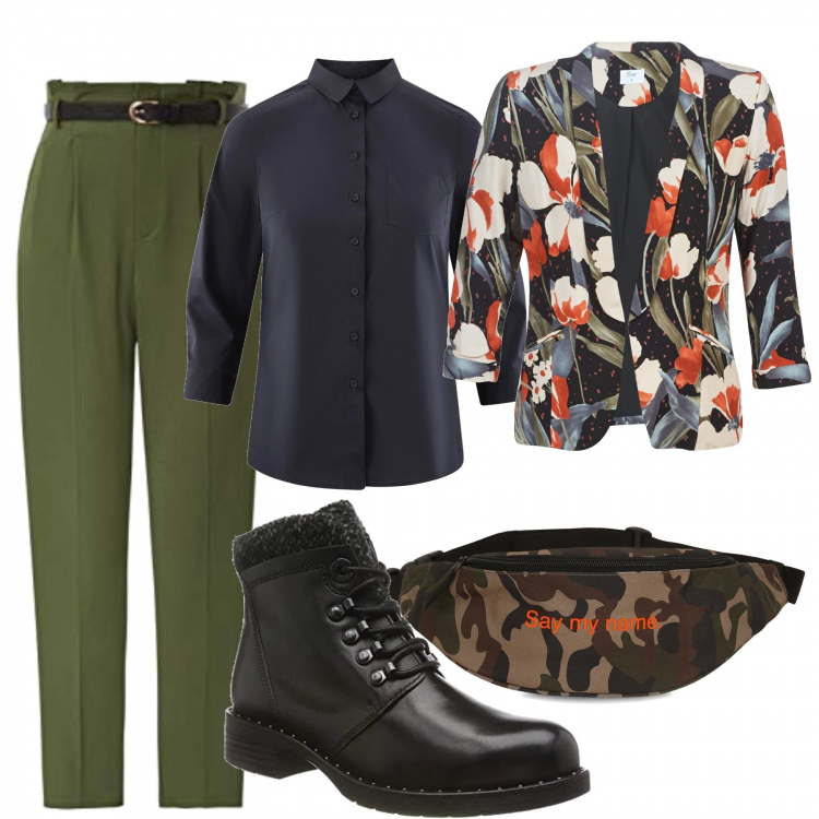 Outfit donna - Urban #1343. Stile Urban per Tutti i giorni. Abbinamento con giacche, pantaloni, camicie, stivali, marsupi.