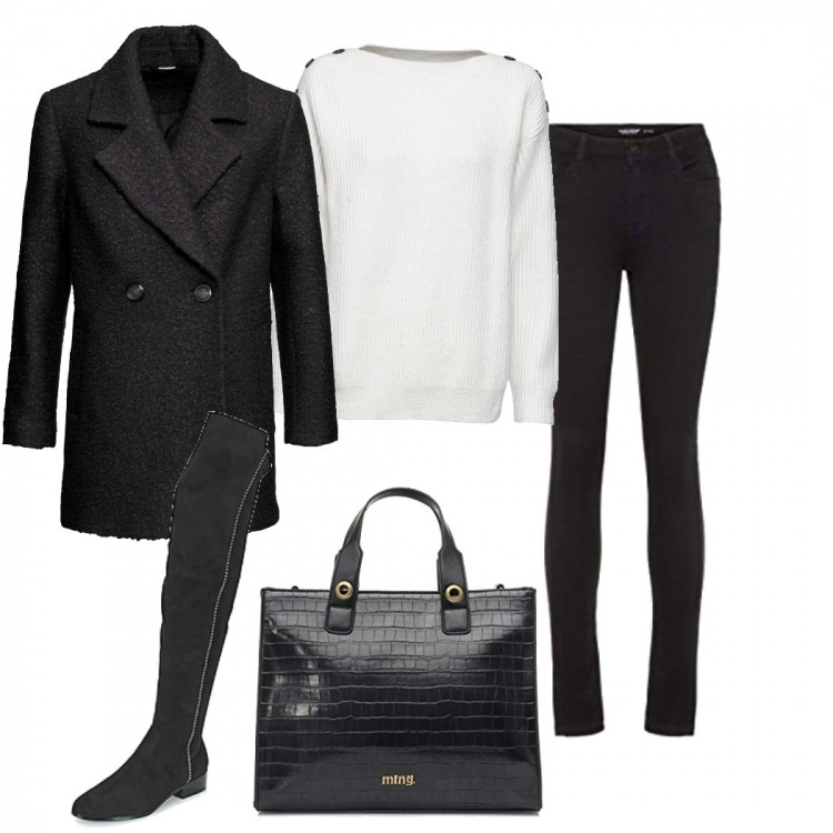 Outfit donna - La mia bag -low cost. Stile Trendy per Tutti i giorni. Abbinamento con maglieria, cappotti, stivali, borse a mano, jeans.