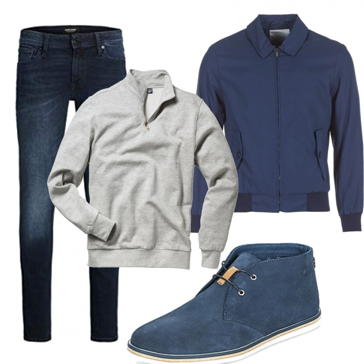 Outfit uomo - Casual #1276. Stile Casual per Tutti i giorni. Abbinamento con felpe, giacche, stivali e stivaletti, jeans skinny.