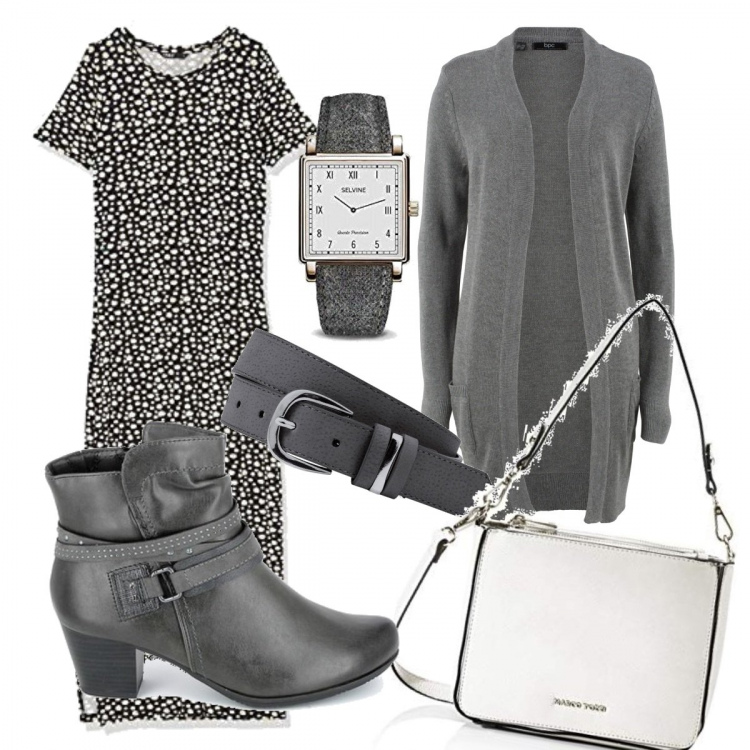 Outfit donna - Trendy #4436. Stile Trendy per Tutti i giorni. Abbinamento con cardigans, cinture, stivali, vestiti, borse a tracolla, orologi analogici.