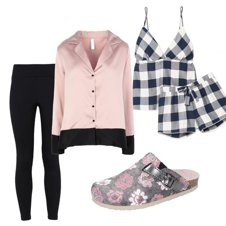 Outfit donna - Divano per due. Stile Basic per Tutti i giorni. Abbinamento con pigiama, pigiama, leggings, ciabatte.