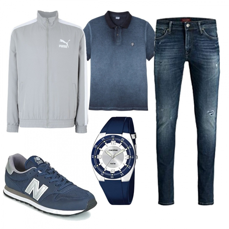 Outfit uomo - Casual #1574. Stile Casual per Tutti i giorni. Abbinamento con polo, giacche, sneakers, jeans skinny, orologi analogici.