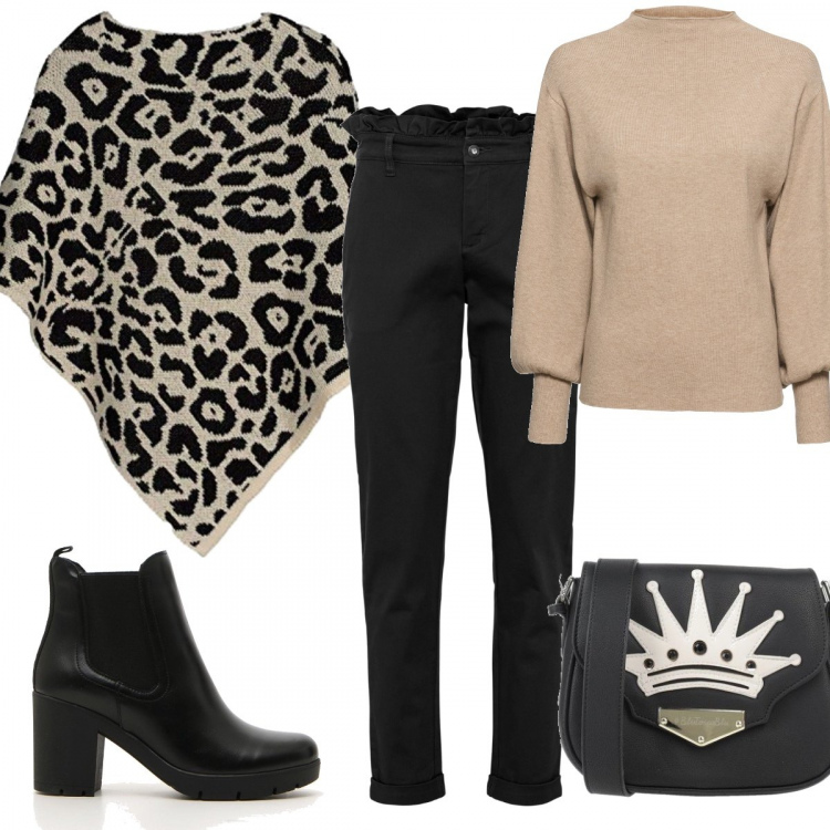 Outfit donna - Basic #2730. Stile Basic per Tutti i giorni. Abbinamento con maglieria, pantaloni, borse a tracolla, cappotti, stivaletti.