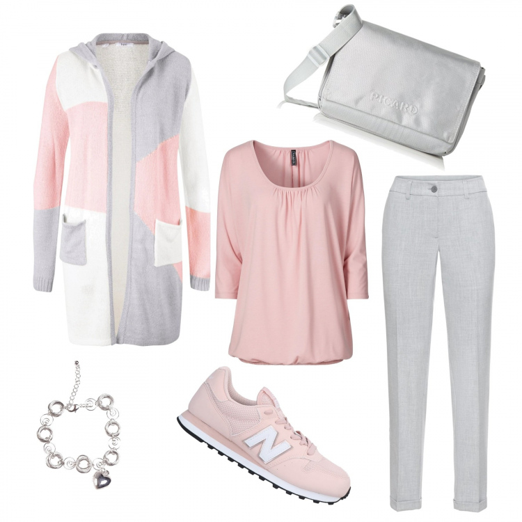 Outfit donna - Urban #1756. Stile Urban per Tutti i giorni. Abbinamento con maglieria, cardigans, pantaloni, sneakers, braccialetti, borse a spalla.
