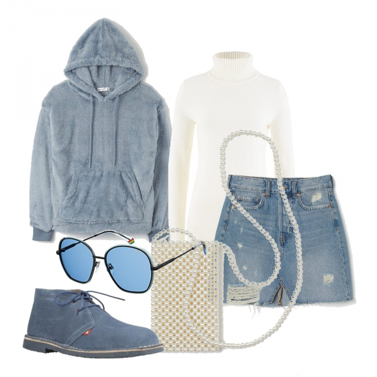 Outfit donna - La felpa pelosa che mi hanno regalato. Stile Urban per Tutti i giorni. Abbinamento con maglieria, felpe con cappuccio, stivaletti, gonne, borse a mano, occhiali da sole.