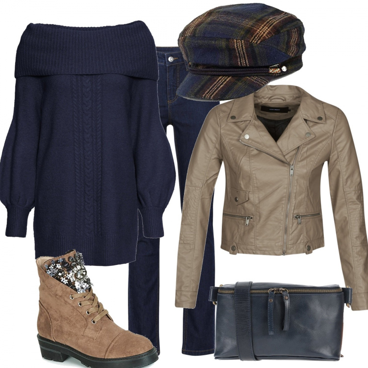 Outfit donna - Urban style. Stile Urban per Tutti i giorni. Abbinamento con jeans, maglioni, borse a mano, stivaletti, blazer, cappelli.
