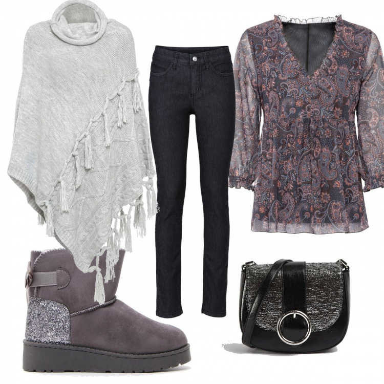 Outfit donna - Basic #3491. Stile Basic per Tutti i giorni. Abbinamento con jeans skinny, pullovers, cappotti, borse a tracolla, stivaletti.