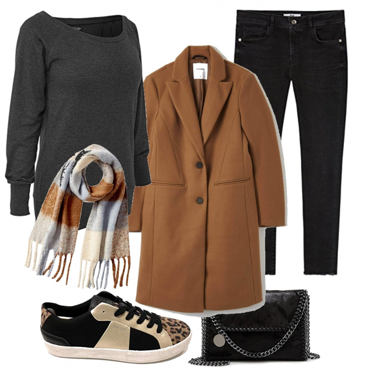 Outfit donna - Comodità. Stile Urban per Tutti i giorni. Abbinamento con sneakers, felpe, cappotti, jeans skinny, borse a tracolla, sciarpe.