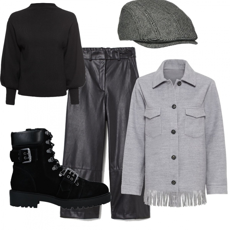 Outfit donna - Rock your body. Stile Trendy per Tutti i giorni. Abbinamento con maglieria, blazer, stivaletti, pantaloni, cappelli con visiera.