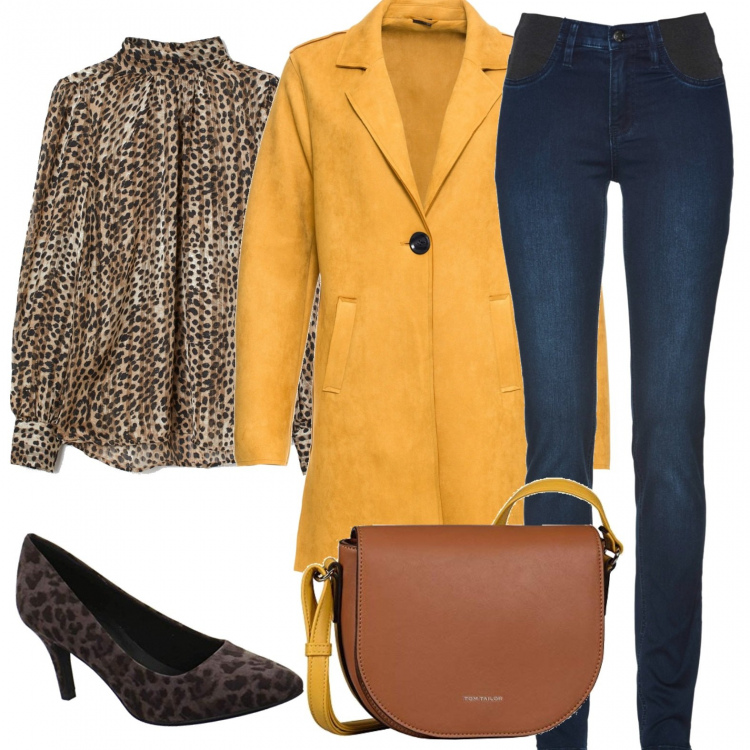 Outfit donna - Economy grrrrrr. Stile Urban per Tutti i giorni. Abbinamento con jeans, cappotti, camicie, borse a spalla, scarpe col tacco.