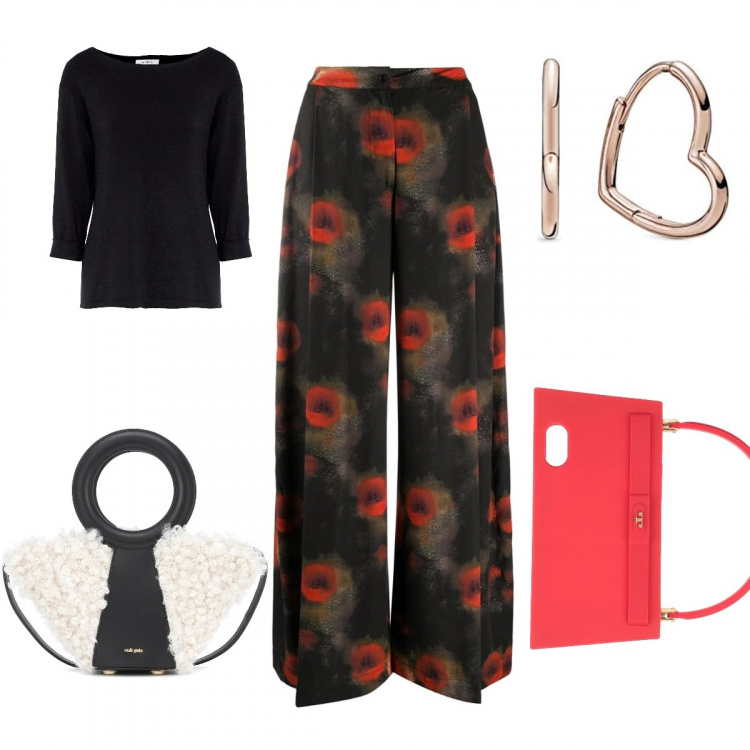Outfit donna - Gennaio 2021. Stile Bon Ton per Tutti i giorni. Abbinamento con pantaloni, cover telefono, felpe, orecchini, borse a mano.