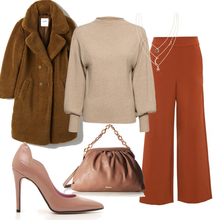 Outfit donna - Total look #900254. Abbinamento con maglieria, pantaloni culotte, collane, cappotti, borse a mano, décolleté.