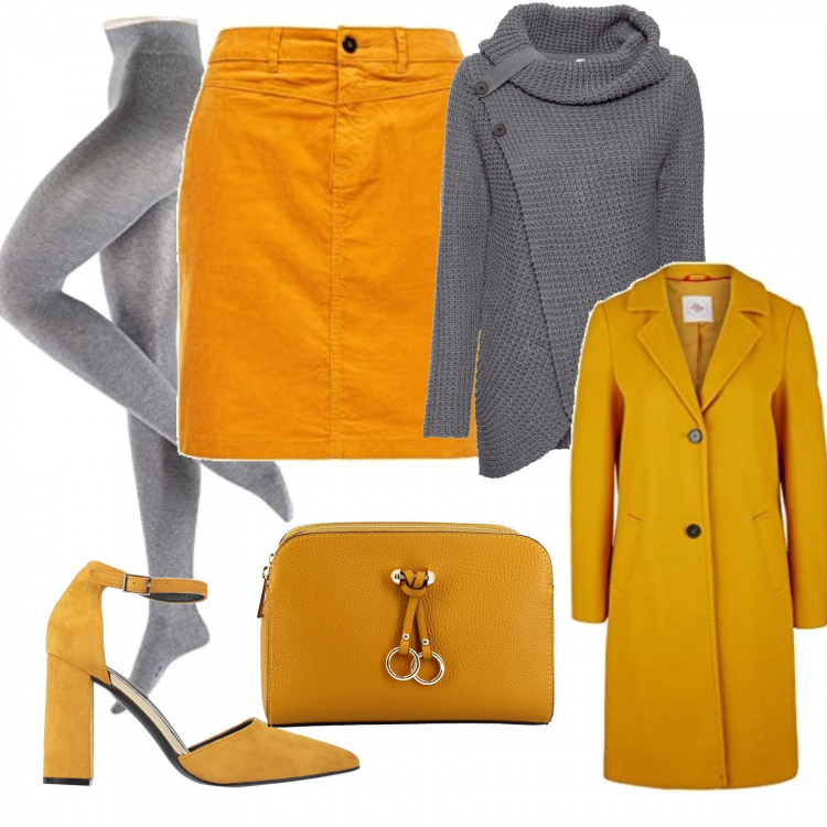 Outfit donna - G&G. Stile Urban per Tutti i giorni. Abbinamento con maglieria, décolleté, borse a tracolla, cappotti, collant, gonne.