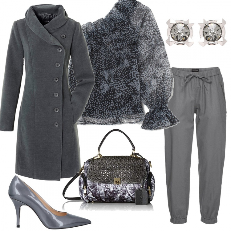 Outfit donna - Come una nuvola. Stile Sexy per Cerimonia. Abbinamento con pantaloni, cappotti, orecchini, décolleté, camicie, borse a mano.