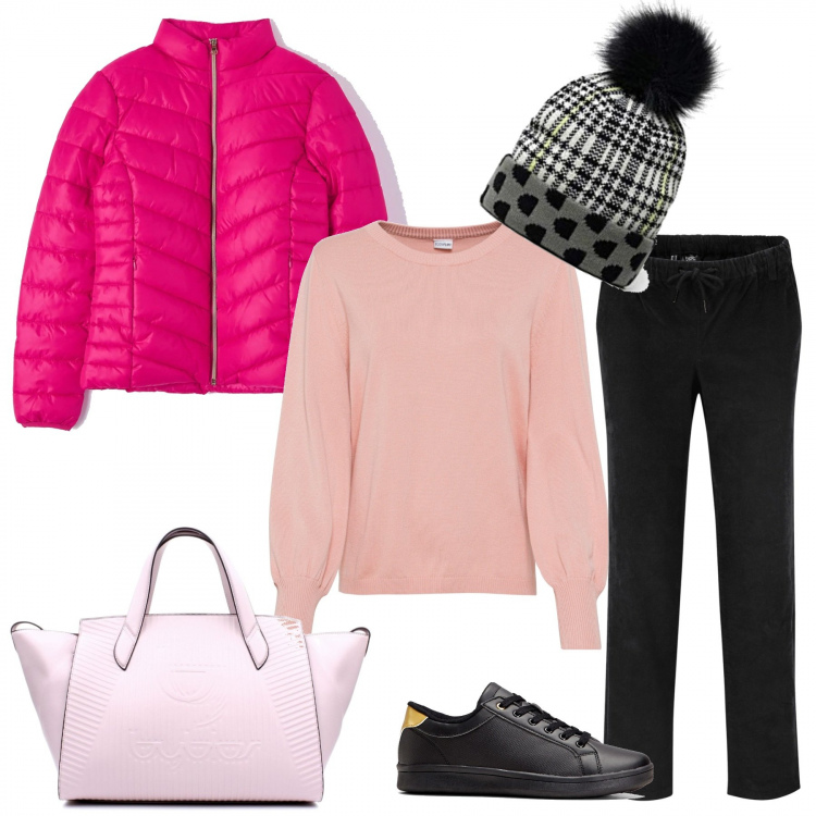 Outfit donna - Urban #2698. Stile Urban per Tutti i giorni. Abbinamento con sneakers, pantaloni, maglieria, cappotti, borse a mano, cappelli.