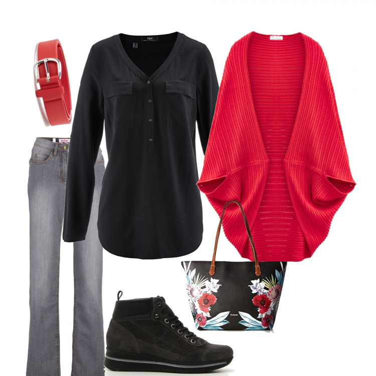 Outfit donna - Mantella sfiziosa. Stile Trendy per Tutti i giorni. Abbinamento con bluse, jeans dritti, cappotti, cinture, borse a spalla, stivaletti.
