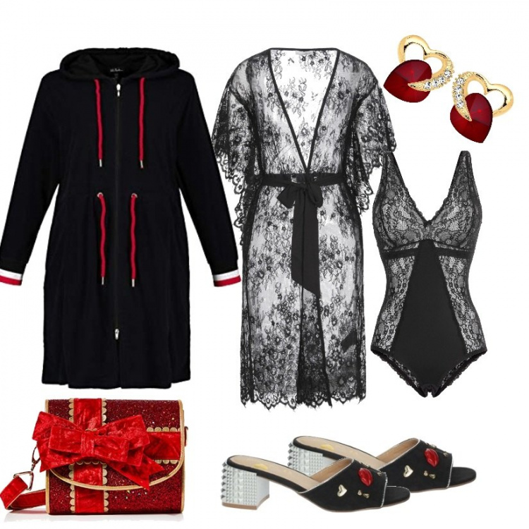 Outfit donna - Homewear-good night ♡. Stile Sexy per Tutti i giorni. Abbinamento con body, vestaglie, ciabatte, accappatoi, orecchini, pochette.