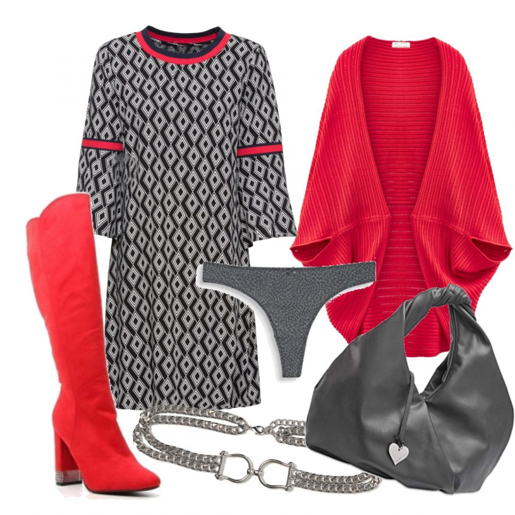 Outfit donna - Curvy style. Stile Trendy per Tutti i giorni. Abbinamento con vestiti, cappotti, stivali, borse tote, cinture, culotte.