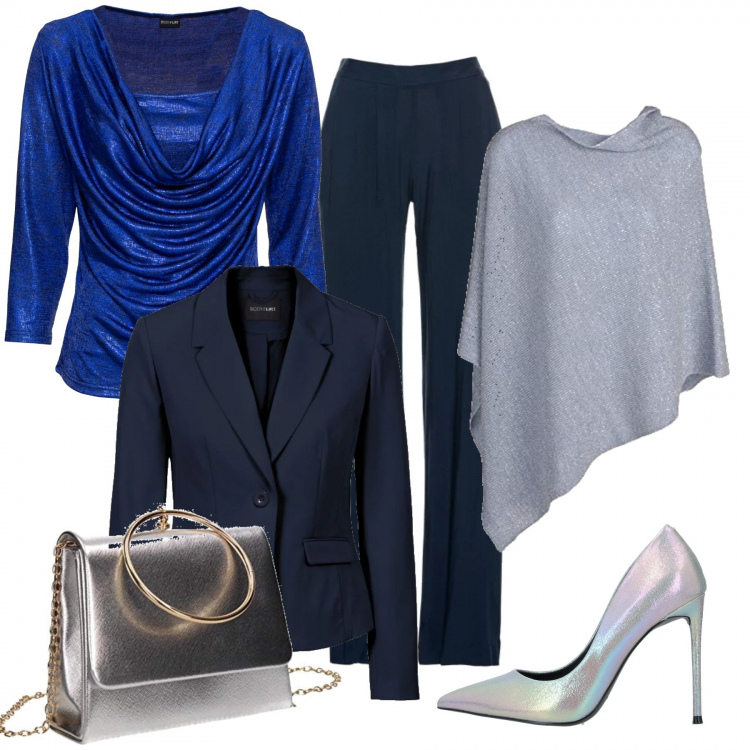 Outfit donna - Mi preparo per San Valentino. Stile Chic per Serata fuori. Abbinamento con blazer, pantaloni, pullovers, décolleté, cappotti, pochette.