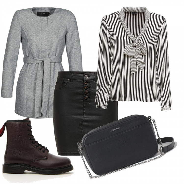 Outfit donna - Urban #2992. Stile Urban per Serata fuori. Abbinamento con bluse, cappotti, minigonne, anfibi, borse a mano.
